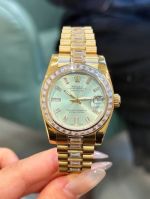 Rolex Datejust 31mm Mint Green Sunburst Dial 18K Gold President Bracelet Lady Watch